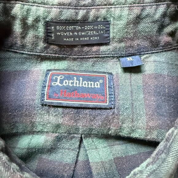 Lochlana by Hathaway Vintage 80s Cotton Wool Plaid Shirt Size XL - Picture 2 of 3